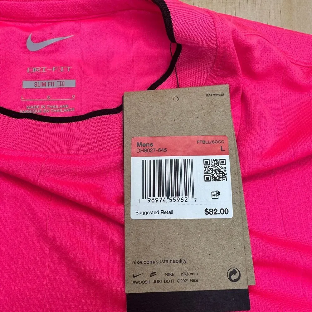 NEW Nike Dri-FIT Soccer Referee Jersey Shirt SLIM Fit Hyper Pink LG DH8027-645 - Picture 8 of 14